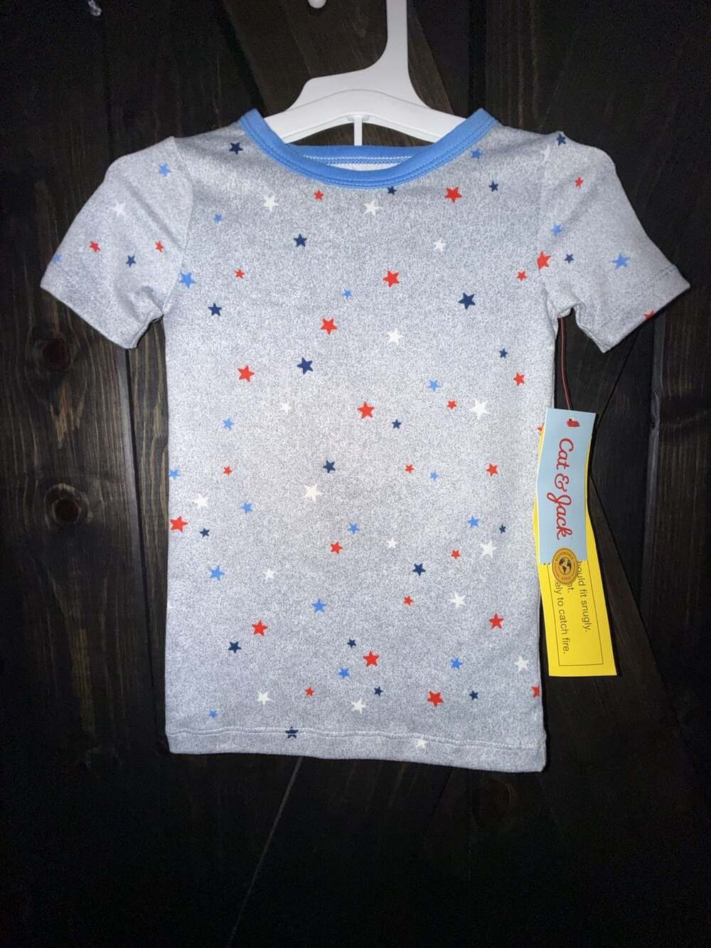 Cat & Jack Star Print Short Sleeve Pajama Top Size 2T Gray Blue Red
